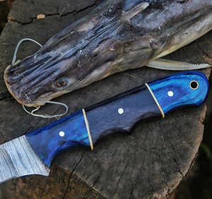 Custom Handmade Fillet <b>Knife</b> Damascus Steel Wooden Handle Leather Sheath 8-9.9in Blade Ambidextrous Dishwasher <b>Safe</b> Modern Style - Product Image 2