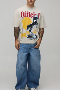 Camiseta Oversize Vintage con Gráfico de Caballo, Camiseta de Algodón Premium con Estampado de Caballo Estilo Urbano - Product Image 3