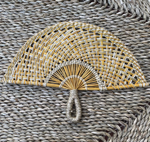 Eco Seagrass Hand Fan Furniture Vietnam Handmade Woven Folk Art Wedding <b>Basket</b> Cooling Tool Decorative Vintage Home <b>Display</b> Gift - Product Image 1