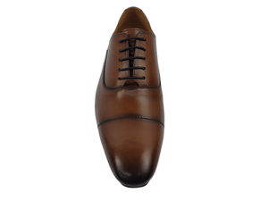 Chaussures Richelieu en cuir véritable marron pour hommes, à bout pointu, à lacets, pour le bureau et la carrière, toutes saisons, bout uni - Product Image 3