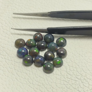 Opale d'Éthiopie noire naturelle, cabochon rond, pierre précieuse en vrac pour la fabrication de bijoux, bagues, pendentifs, boucles d'oreilles, fournisseur en gros, en vrac - Product Image 2