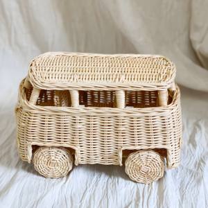 Magnifique voiture de poupée en rotin naturel ensemble cadeau pour les enfants modèle de mini voitures écologiques jouets amusants et divertissants - Product Image 5