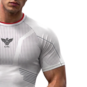 <b>Mens</b> Slim Fit Short Sleeve Compression Sports Shirt 200 Grams Front Quick Dry Breathable <b>Stretch</b> Athletic Training Running Print - Product Image 3