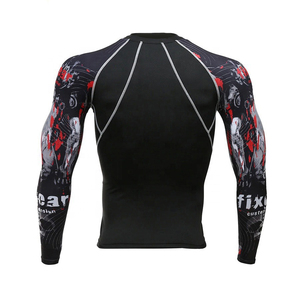 Rash Guard Black Spandex Polyester Quick Dry Compression Shirt with <b>Dragon</b> Print for Training BJJ Jiu Jitsu - Product Image 5