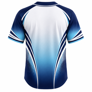 เสื้อเบสบอลผู้ชายแบบสั่งทำพิเศษ พิมพ์ลายแบบ Sublimation ระบายเหงื่อได้ดี ผลิตจากโพลีเอสเตอร์ 100% แขนสั้น ติดกระดุมด้านหน้า ดีไซน์ไล่เฉดสี สำหรับฤดูร้อน - Product Image 2