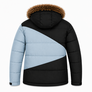 Factory Custom <b>Mens</b> Puffer <b>Coat</b> Two Tone Color Block Ripstop Jacket Warm Insulation Adjustable Cuffs <b>Hooded</b> - Product Image 2