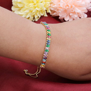 925 Silver Gold Plated Multicolor Cz Bracelet Adjustable Classic Tennis Bracelet Luxury Jewelry Charm Bracelets for Girls <b>Gifts</b> - Product Image 5