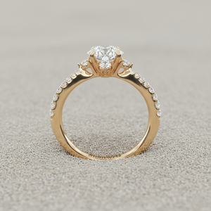 แหวนหมั้นประดับเพชรทรงวินเทจชุบทองคำสีโรสโกลด์ลายเข็มทิศ - Product Image 4