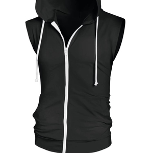 เสื้อฮู้ดผู้ชายแบบซิปเต็มตัว สีดำล้วน ทรงปกติ ผ้าฝ้าย สำหรับออกกำลังกาย วิ่งจ๊อกกิ้ง  รับสกรีนโลโก้  สำหรับฤดูหนาว - Product Image 1