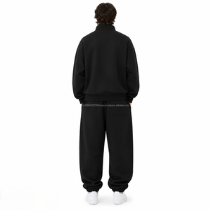Ensemble de survêtement ample et oversize pour homme avec fermeture éclair intégrale, en molleton de coton épais, sweat-shirt et pantalon de jogging, logo personnalisé, OEM ODM, vente en gros - Product Image 2