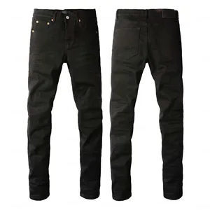 กางเกงยีนส์ผู้ชายทรงสลิมฟิตแบบขาดๆ ผ้ายืด - Product Image 3