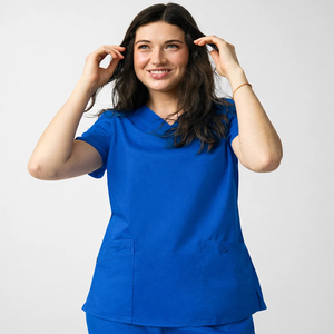 Tenues chirurgicales en gros pour cliniques esthétiques, vêtements de travail pour médecins, uniformes d'infirmière à manches courtes et col en V, pantalons à lacets côtelés - Product Image 4