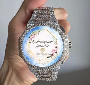 นาฬิกาข้อมือผู้ชายแบบอัตโนมัติ ตัวเรือนสแตนเลสสตีล ประดับเพชรคุณภาพสูง VVS Moissanite กันน้ำ ดีไซน์หรูหรา - Product Image 4