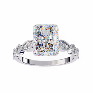 แหวนแต่งงาน/หมั้นเพชรทรงรัศมีเจียระไนแบบสั่งทำพิเศษ เพชรเพาะเลี้ยงผ่านการทดสอบมาตรฐาน ทองคำแท้ 10K 14K 18K สีโรสโกลด์/เยลโลว์โกลด์/ไวท์โกลด์ พร้อมใบรับรองคุณภาพ - Product Image 3