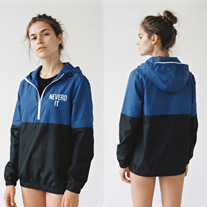 Veste coupe-vent à capuche pour femme, fermeture éclair 3/4, veste de randonnée, 100% nylon, imperméable, capuche personnalisée avec logo brodé, pull à capuche anti-pluie - Product Image 4