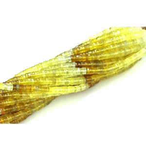 ลูกปัดเฮชิทรงยางรถยนต์ประดับพลอยแคลเซโดนีสีเหลืองสวยงาม ขนาด 5-8 มม. ทรงล้อเหลี่ยมเพชรพลอย สำหรับงานประดิษฐ์เครื่องประดับ - Product Image 5