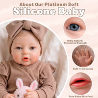 Poupées reborn en silicone intégral Babeside de 16 pouces, Ethan, petite fille, corps en silicone platine, yeux ouverts