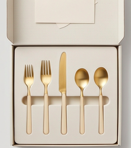 Ensemble d'ustensiles de table en acier inoxydable poli cuivré avec manches couleur moutarde, parfait pour les repas quotidiens et les occasions spéciales - Product Image 6