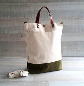 Bolso Tote de Lona y Cuero, Estilo Vintage, para Viajes, Trabajo, Compras, Bolso de Hombro, Bordado Abierto, Impermeable, Gran Capacidad, Duradero - Product Image 2