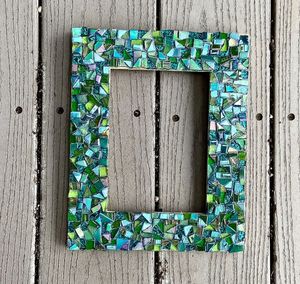 Unique Design Blue Gold Resin Mosaic <b>Mirror</b> Square Glass Tile <b>Wall</b> Decor Indoor Home Ornament Handmade Art Piece Surface - Product Image 2