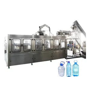 Machine liquide rotative de capsulage de rinçage Ligne de remplissage d'eau 3L 5L 7L 10L Machine à emballer d'étiquetage de capsulage de lavage par soufflage