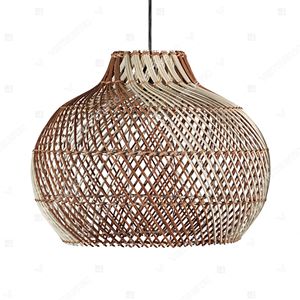 Abat-jour en rotin tissé à mailles diagonales bicolores, lustre en rotin, lampe suspendue au plafond, décoration intérieure - Product Image 4
