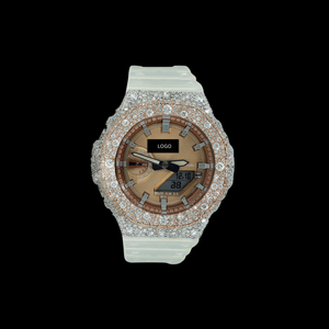Reloj de Cuarzo Premium con Bisel Iced Out y Halo de Diamantes Moissanite VVS, Diseño de Llama, Plata, Unisex, Precio de Fábrica Imbatible - Product Image 1