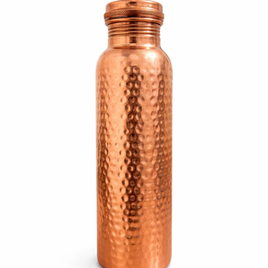 Bouteille d'eau en cuivre martelé pur à double paroi, écologique, anti-fuite, avec bouchon à vis pour usage quotidien - Product Image 1