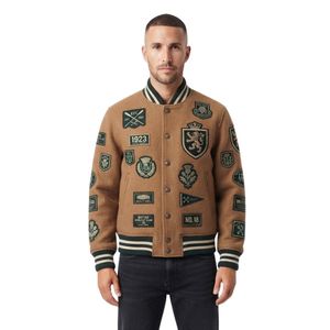 Custom <b>Black</b> Monogram <b>Jacket</b> Mens Varsity Baseball College Letterman 100% Wool Embroidered Streetwear <b>Jackets</b> - Product Image 5