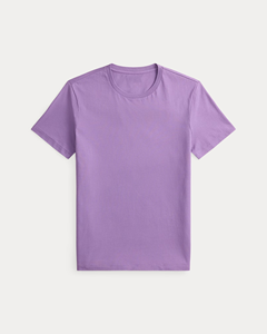 Camiseta de manga corta con cuello redondo de algodón lavanda lisa para hombre – Prenda informal suave, ligera y cómoda para el uso diario - Product Image 1