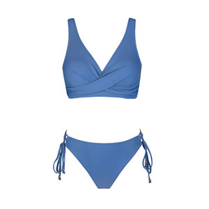 Conjunto de Bikini de Moda para Mujer, Traje de Baño de Dos Piezas, Diseño Personalizado con Logotipo Frontal, Cintura Alta, Spandex/Poliéster, Ropa de Playa para Verano - Product Image 1