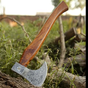 Handmade Industrial DIY Builder's Hatchet <b>Axe</b> Head Damascus Steel Blade 18 Inch Overall Length 3Lb Weight <b>Wood</b> Handle - Product Image 1