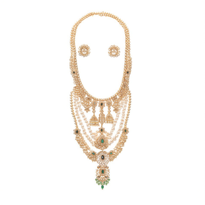 Ensemble Kundan opulent avec perles imitation plaquées or 24 carats pour usage quotidien, bijoux de mariée - 10575626GR - Product Image 2