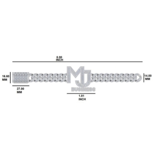 Pulsera Cubana MJ de Plata 925 Personalizada con Diamantes Cultivados en Laboratorio, Chapada en Oro de 14K/18K, Certificada por IGI, Estilo Hip Hop - Product Image 2