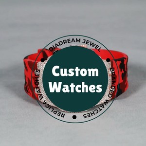 Trending Top Branded <b>Red</b> Rubber Band Iced Out Custom Dial Stainless Steel Moissanite Diamond Watch For Men - Product Image 1