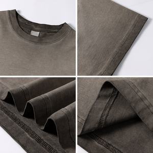 Camiseta de hombre con lavado ácido, 100% algodón, manga larga, hombros caídos, estilo urbano, corte holgado, lavado mineral, básicos premium - Product Image 1