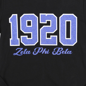 T-shirt à manches longues Zeta Phi Beta 1920 noir pour femme, avec lettres grecques ZPB en chenille, vêtement de sororité, coupe ajustée, tenue décontractée - Product Image 4