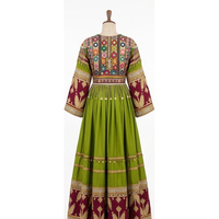 Robe traditionnelle ethnique vintage Kuchi, taille plus, longueur normale, manches longues, multicolores, dessinées à la main, personnalisées, tenue de fête afghane