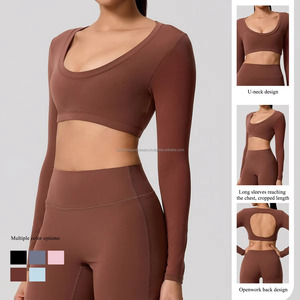 FONILBEST High Waist Solid Color Yoga <b>Leggings</b> Hollow Back Design Full Length Women's Sportswear Customized Colors Logo Seamless - Product Image 3