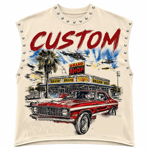 Débardeur graphique surdimensionné personnalisé avec strass, 100 % coton jersey, tissu doux, style vintage, sans manches, unisexe, OEM - Product Image 1
