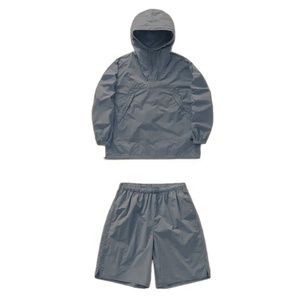 Two-Piece Men's Nylon Windbreaker <b>Shorts</b> Set Hooded Collar Printed <b>Technics</b> Customizable Embroidery Support - Product Image 3