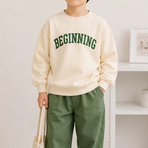 Custom Korean Style Boys Casual Wide Leg Pants Khaki 65% Cotton 35% Polyester Durable Anti-Pilling <b>Trousers</b> - Product Image 5