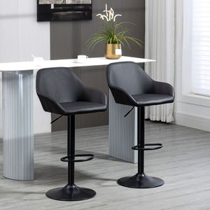 Swivel Bar <b>Stools</b> <b>with</b> <b>Backs</b> and Foot Rest Round Base Soft PU Leather Black Bar Chair for Kitchen Gym-Multifunctional - Product Image 2
