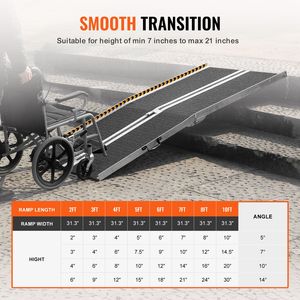 Rampa Portátil para Sillas de Ruedas de Aluminio Antideslizante de 7 pies y 800 Libras de Capacidad, Rampa Plegable para Scooter de Movilidad con Ruedas - Product Image 5