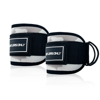 Sangles de cheville en néoprène rembourrées pour haltérophilie, avec anneaux en D réglables, fixation par câble, fermeture Velcro, en forme de U