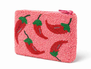Monedero de Mujer Hecho a Mano de Alta Calidad, Portátil, de Tyvek, con Cuentas y Bordado de Chiles, Bolso Tipo Clutch, Mini Cosmetiquera - Product Image 1