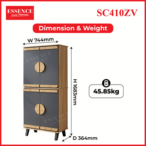 Meuble à chaussures moderne 8 niveaux 4 portes, démontable/DIY, SC410ZV, chêne gris foncé, panneaux de particules MDF, pour 24 paires de chaussures adultes - Product Image 6