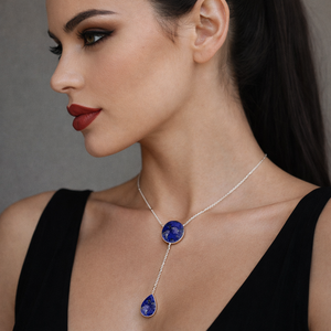 Collier en argent sterling 925 avec pendentif en labradorite en forme de Y, pierres précieuses rondes et en forme de poire, pendentif en moissanite, collier pour femme - Product Image 3