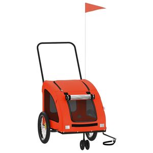 Tissu Oxford durable de remorque de vélo pour animaux de compagnie orange et gris et fer pour le transport extérieur et les voyages - Product Image 2