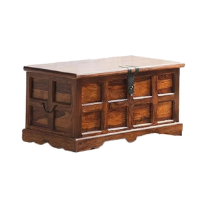 <b>Wooden</b> <b>Storage</b> <b>Trunk</b> Features Panelled Design And Antique Latch For Charming, Traditional Home Furniture Decoration & <b>Storage</b> - Product Image 1